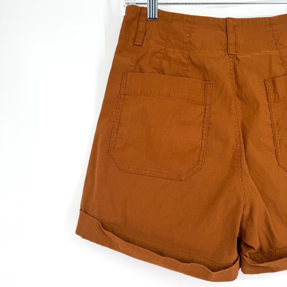 Anthropologie Megan Cargo Utility Shorts Brown High Rise Linen Blend Pockets 29 - Picture 9 of 14